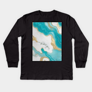 marble pastel turquoise gradient Kids Long Sleeve T-Shirt